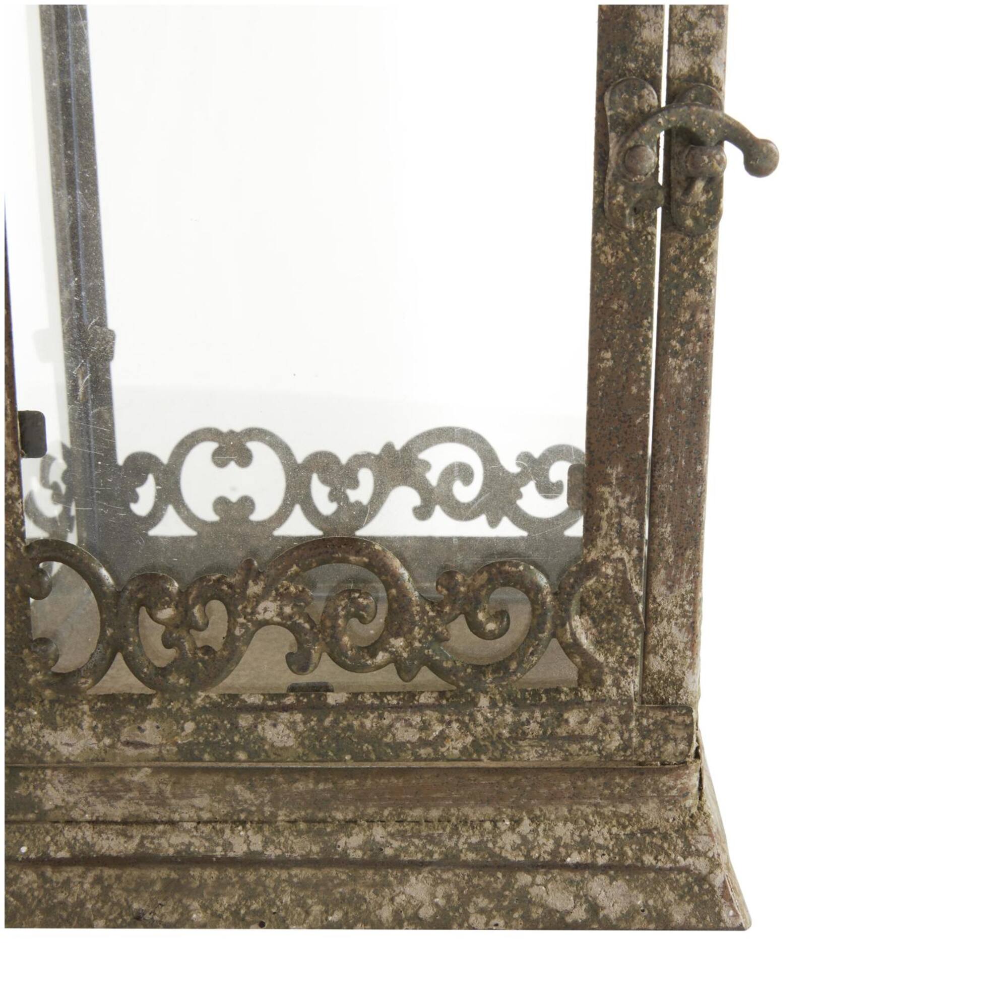 Brown Distressed Metal Candle Lantern Set